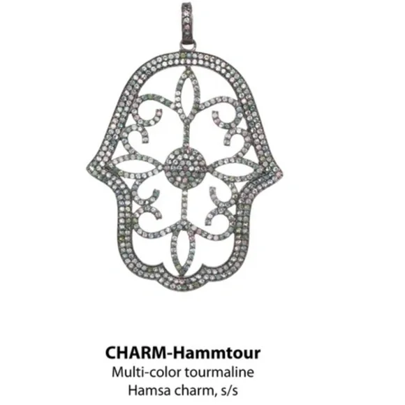 Margo Morrison Silver and Tourmaline Hamsa Charm - Picture 8 of 8
